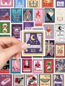 50pcs Book Trope Stamp Sticker Aesthetic Cool Decal For Phone Case Laptop Luggage Computer Fridge Closet Wallet Guitar Skateboard Magazine DIY Decal Sticker PVC HD Printing - 1 Set - View 4