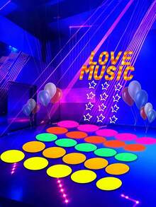 10片装夜光纸质装饰品，荧光派对用品，DIY舞池经典黑光反应彩色双面纸板，适用于黑光霓虹生日婚礼荧光派对 - 彩色 - 查看 3