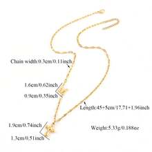 1pc Classic Simple Cross Initial Pendant Golden Stainless Steel Lip Chain Necklaces For Women - Yellow Gold - View 2