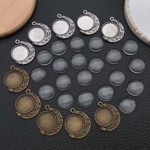 20个适用于18毫米月亮旋转双面圆形空白底座吊坠托盘底座凸面宝石镶嵌托盘吊坠空白珠宝制作DIY配件 - 彩色 - 查看 3