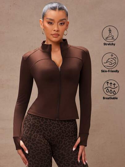 Lumalex 修身弹力紧身健身运动跑步拉链长袖瑜伽夹克