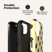 Yellow And Brown Polka Dot Phone Case - Shock-Proof Phone Case, Compatible With IPhone 17/16/15/14/13/12/11 Pro Max/Pro Plus/12 Mini/13 Mini, Suitable For Galaxy S26 S25 S24 S23 S22 S21 Plus Ultra Phone Case. - Yellow Base With Brown Dots - View 3