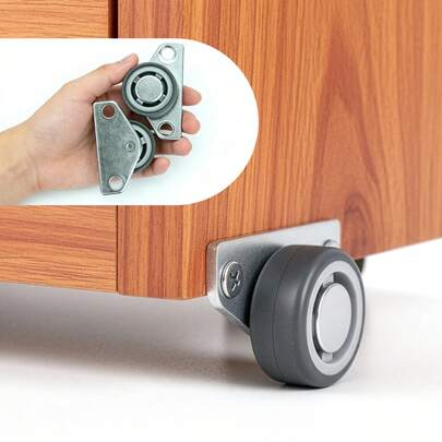 12-Pack Side Mount Casters 28mm (1.1") | Rubber Low-Profile Furniture Wheels, Non-Swivel Rigid Castors For Drawers, Cabinets, Trays & Trundle Beds