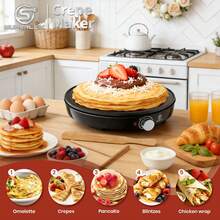 SUPERLEX Multifunctional Crepe Maker, Multi-Purpose Pancake Machine And Household Frying Pan. Featuring A Non-Stick Coating And A Scraper. Adjustable Temperature Control For Cooking Beef Steaks, Fried Eggs And Bacon. Ideal For Kitchen Breakfast Preparation. - UK Plug(220-240V) - View 3