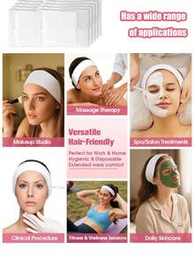 20/10/1件装一次性无纺布头带，高弹透气不易脱落，独立包装洗脸头带，可拉伸，柔软亲肤，魔术贴可调节，专为美容师设计，适用于女性水疗和化妆，旅行必备时尚发饰，女士发带 - 彩色 - 查看 6