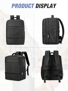 Mochila de viaje grande, mochila para portátil de negocios, tamaño de equipaje de mano 40x20x25cm, cumple con los estándares de las aerolíneas, resistente al agua, compartimento separado para zapatos de múltiples funciones, capa de separación húmeda y seca, adecuada para estudiantes, viajes y uso de portátil - Negro - Ver 6