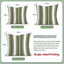 4pcs Vintage Olive Green Striped Wave Pattern Single-Sided Printed Throw Pillow Covers, Decorative Pillow Covers Suitable For Living Room Sofa Bedroom, Pillow Inserts Not Included - Multicolor - View 2
