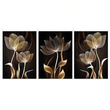 Set de 3 piese de picturi decorative de perete cu flori abstracte botanice, postere decorative cu plante tropicale, picturi suspendate pentru decorarea casei, cadouri creative ideale pentru casă, potrivite pentru sufragerie, birou, dormitor, baie, bucătărie, poster pe pânză fără ramă - floare - Vizualizare 10
