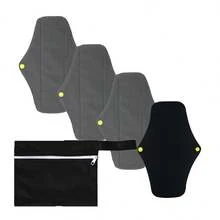 Reusable Sanitary Napkin Pads, Pack Of 4 Medium High Flow Nighttime Sanitary Pads Washable Cloth Menstrual Pads With 1 Small Black Wet Bag Women's - Multicolor - View 13