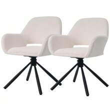 Swivel Dining Chairs, Sherpa Fabric, Set Of 2, With Armrests, Modern And Minimalist Style, White - Apricot - View 3