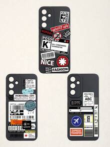 Funda de teléfono con gráfico de letra de eslogan negro, funda de teléfono con collage abstracto, avión, rayas y etiqueta gráfica negra, funda de teléfono con patrón de retazos vintage, funda de teléfono con protección de lente negra. Compatible con iPhone y Galaxy, funda de teléfono, funda compatible con iPhone 17 Pro Max, fundas, funda compatible con iPhone 13, funda compatible con iPhone 15, regalo de fiesta, versión internacional, no la versión nacional - Multicolor - Ver 50