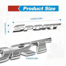1PCS 3D Sport Sticker Trunk Side Fender Rear Tailgate Car Exterior Decoration Accessoriesilgate Ersonalise 3D Metal Auto Badge Stickers For All Car Truck SUV Silver - 銀色 - 查看 2