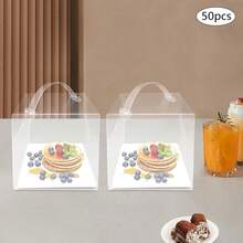 HOHOBLA 50Pcs Clear Cake Carrier Boxes, Square Dessert Boxes With Lid And Handle 50 Sets Mini Cupcake Boxes Plastic Cake Box Square Clear Cake Boxes For Birthday Home Party Wedding Banquet - 5.9*5.9*5.9 In - View 7