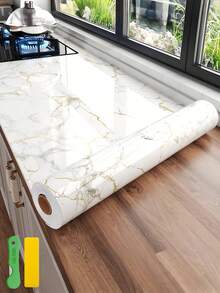 Platinum Marble Contact Paper, Self-Adhesive Waterproof Marble Texture Wallpaper, Vinyl Roll Material Suitable For Kitchen, Bathroom, Tabletop, Wall - Top Platinum - View 1