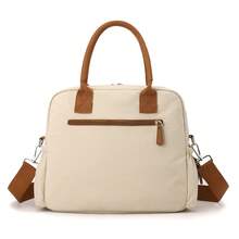 1 Peça Bolsa Tote Casual Feminina Colorblock, Material de Nylon Impermeável, Fechamento com Zíper Multicompartimento, Estilo Minimalista Casual, Bolsa de Mão e Ombro, Adequada para Trabalho, Escola e Viagens Curtas - Caqui - Visão 4