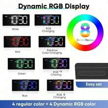 1pcs Alarm Clock With Large Display Big Numbers,5 Levels Brightness,Snooze,USB Charging Port,LED And Mirror Desk Clock,Dual Alarms Modern Electronic Clock For Bedroom Home Living Room Office. - 1 - 查看 6