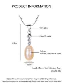 AETOLIA 1件S925镀银极简主义7-9毫米养殖珍珠吊坠项链，适合女性约会/婚礼佩戴 - 銀色 - 查看 6