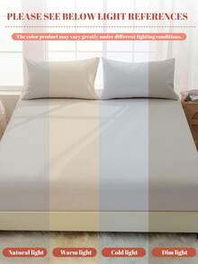 2/3件套100%纯棉床笠套装，纯色床上用品，舒适家纺，柔软透气床垫保护套，亲肤床裙套装，适合四季房间装饰，浅灰色 - 淺灰色 - 查看 9