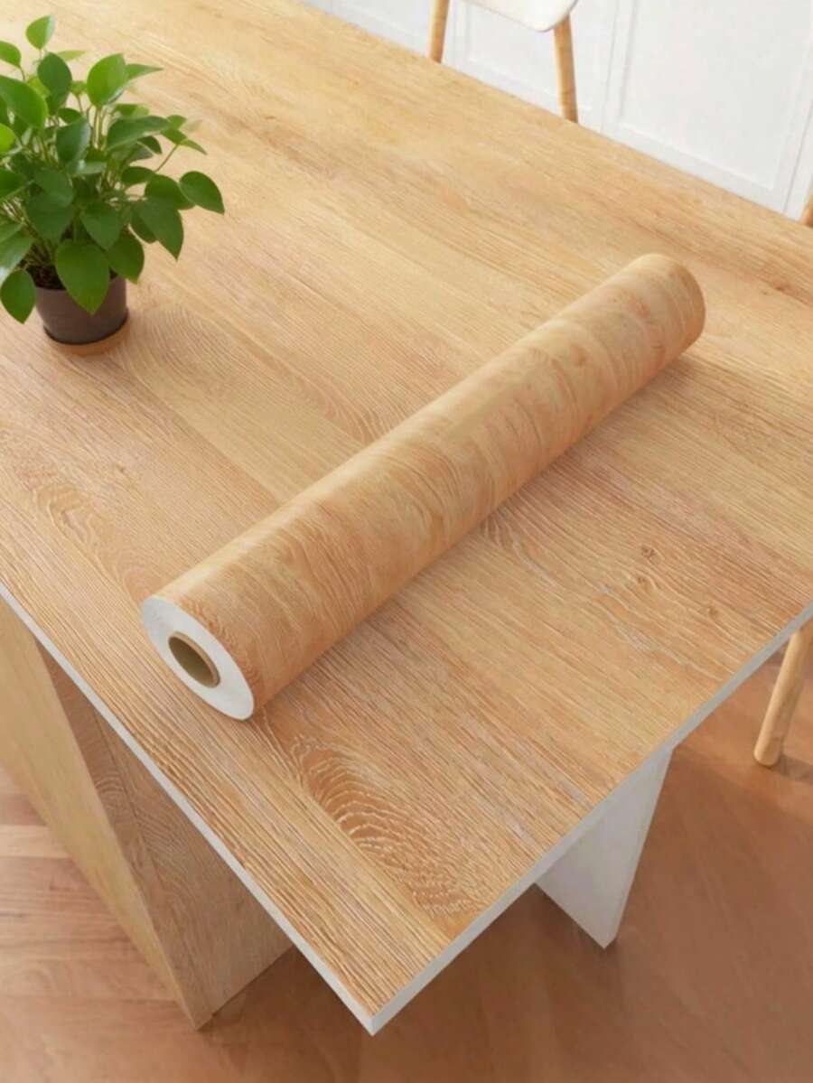 1 Roll Pvc Waterproof Oil-Proof Moisture-Proof Wood Grain Sticker Self-Adhesive Wallpaper For Kitchen Countertop Furniture Cabinet Table Wall Renovation - Embossed Wood - View 1