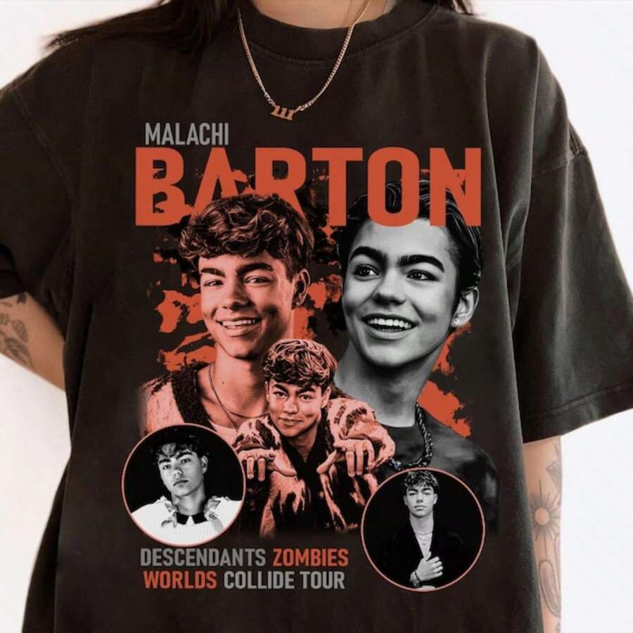 Descendants Zombies Worlds Collide Tour Malachi Burt On Victor T-Shirt, Disneyland Summer Tour - màu đen - Xem 1