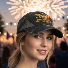 250th Anniversary Baseball Cap American Flag Hawk Embroidered Low Profile Hat Stylish 4th Of July Hat For Women Men - 週年迷彩棒球帽-寶藍色 - 查看 5