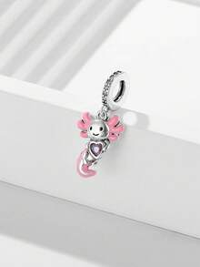 1款精美925纯银恐龙鱼吊坠珠子DIY纪念品，男女皆宜，适合作为生日礼物 - 銀色 - 查看 2