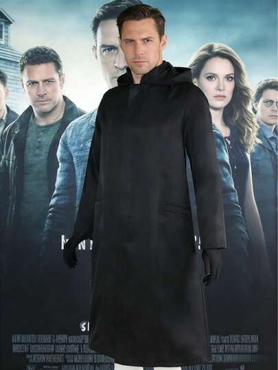 1 Set Paper House Cosplay Costume, Eren Black Cloak Coat For Halloween Anime Performance, Includes Gloves (Mask Not Included)