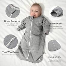 2.5 Tog 长袖婴儿睡袋，宽敞的新生儿睡袋 - 灰色 - 查看 4