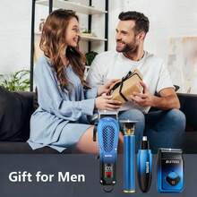 BLUTOOL Take Care Of Everything!4PCS Men'S Electric Hairdresser Set, Electric Hair Clipper + Electric Shaver + Electric Nose Hair Trimmer + Fine Trimmer. Haircut, Shave, Sculpt. Household Car Travel Carry Use Perfect Gift For Dad, Husband, Boyfriend (Father's Day/Birthday) - Royal Blue - View 7