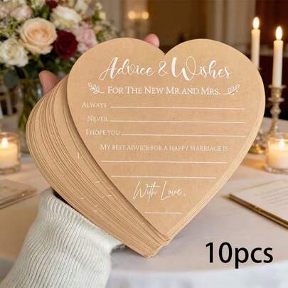 10张新娘送礼会祝福卡片 | 趣味简单的新娘送礼会游戏，适用于新娘送礼会、公告和装饰，混合颜色，优雅手写风格设计，牛皮纸，婚礼季！