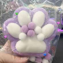 新款植绒猫爪挤压玩具，手工DIY减压玩具，高品质植绒质感，女孩适用 - 彩色 - 查看 1