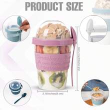 4 tazas de yogur parfait para desaysobre la marcha, recipientes de plástico reutilizables con tapas y cucharas, taza de yogur pa - Ver 4