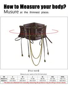 1pc Brown Punk Gothic Steampunk Lace Tassel Tie Waist Belt, Suitable For Halloween Night Party Or Daily Outfit Matching - Brown - View 4