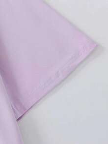 少女涂鸦都市印花柔软短袖T恤，休闲街头风夏季上衣 - 紫色 - 查看 5