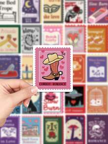 50pcs Book Trope Stamp Sticker Aesthetic Cool Decal For Phone Case Laptop Luggage Computer Fridge Closet Wallet Guitar Skateboard Magazine DIY Decal Sticker PVC HD Printing - 1 Set - View 2