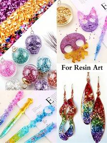 1 Box Gold-Plated Glass Shards, Asymmetrical Metal Bits, Short & Chunky Glitter Beads, 1.5-3mm, Suitable For Epoxy Resin Molds, DIY Nail Art, Vase Fillers, Jewelry Making And Craft Decorations - Multicolor - View 8