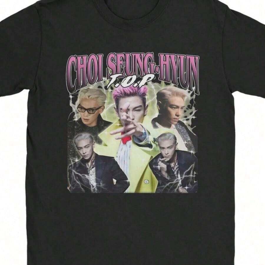 Men Womens Choi Seung Hyun TOP T Shirts Pure Cotton Tops Casual Short Sleeve O Neck Tees Adult T-Shirt - 黑色 - 查看 1