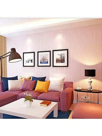 1 Roll Pink Stripe Removable Wallpaper Peel And Stick, PVC Waterproof Wallpaper Sticker For Bedroom, Living Room, Home Decor, Furniture Renovation, DIY Easy Installation, 17.7inX39.3/118.1/196.8in