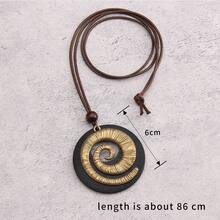 1 chiếc dây chuyền dài mặt hình ốc sên xoắn ốc đa năng thời trang, kiểu dáng Bohemian, vòng cổ choker đính hạt hình đĩa, quà tặng cho bạn gái, mẹ, ngày Valentine, năm mới, sinh nhật, phụ kiện dự tiệc. - dây sáp - Xem 7