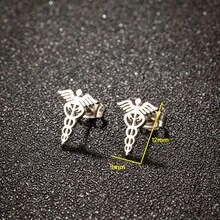 1 Đôi bông tai đinh tán hình rắn bằng thép không gỉ có logo y tế, trang sức thời trang dành cho nữ, quà tặng bảo vệ. - GED740 - Xem 7
