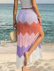 Women's Dopamine Casual Beach Sexy Vacation Side Slit Design Maxi Coverup & Skirt Set - Multicolor - View 4