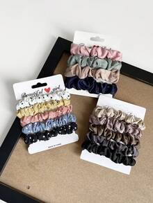 Bộ 4/5/6 dây buộc tóc xếp ly nhiều màu sắc, phụ kiện tóc tối giản thanh lịch cho kiểu tóc hàng ngày. - Nhiều màu - Xem 5