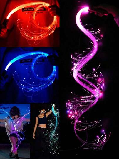 70-Inch Fiber Optic LED Whip, Rechargeable LED Glow Whip With Rotating Fiber Optic, Rave Toy Suitable For Dancing, Parties, Light Shows, Music Festivals, Costume Performances And EDM Concerts