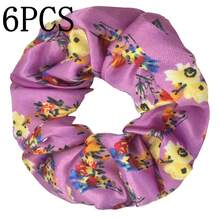 6 unids/lote Scrunchies de satén accesorios de moda para mujer estampado Ditsy Floral banda elástica para el cabello Cola de Caballo titular corbata de goma leopardo lindo AWAY - PJ319-03 - Ver 20
