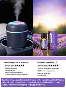 1 pieza Ambientador y humidificador de coche de 300ml, alimentado por USB, 2 modos de funcionamiento, luz LED de 7 colores, apagado automático, niebla silenciosa, difusor de aceites esenciales conveniente, adecuado para decoración de habitaciones, oficina, sala de estar, coche, también un gran regalo para mujeres - Multicolor - Ver 13