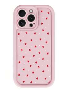 1pc Creative Pink Cute Polka Dot Heart Gradient Perforated Phone Case Compatible With Apple 11/11 Pro Max/12/12 Pro/12 Pro Max/13/13 Pro/13 Pro Max/14/14 Plus/16 Pro Max/17 Pro Max, Galaxy S25 Edge, 14C, Moto G Series, C55 - Pink - View 4