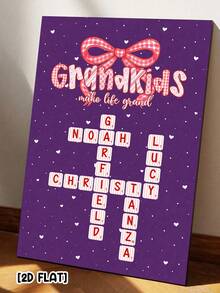 Catygift 定制祖孙帆布画，孙辈送给爷爷奶奶的个性化家庭艺术礼物，可定制姓名和背景，祖孙主题装饰画 - As Shown - 查看 10