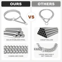 2件装不锈钢重型项圈，马丁格尔训练项圈，适用于小型/中型/大型犬，银色 - 彩色 - 查看 9