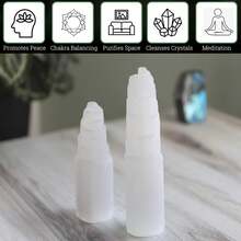 Euuztu Well Large Selenite Tower – 8" Selenite Tower – Mined And Crafted In Morocco – Cleansing And Recharging Crystals And Healing Stones, Meditation, And Home Decor - 4吋透石膏方尖碑尖 - 查看 4