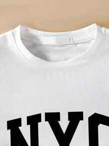 LOOPWEAR Short-Sleeved T-Shirt With Crew Neck And Football Print For Teenage Boys, Sporty And Casual - trắng - Xem 4